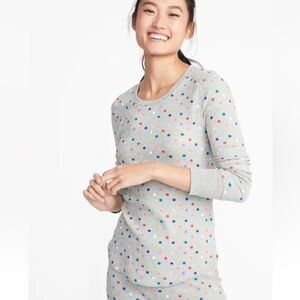 Polka Dot Waffle Knit Thermal Top- TALL
